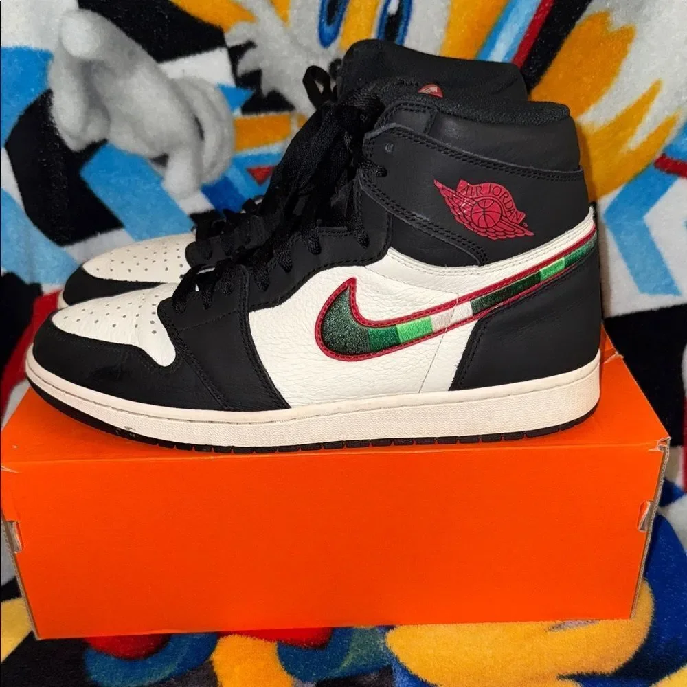 Air Jordan retro 1 Shoes Black White Red Green